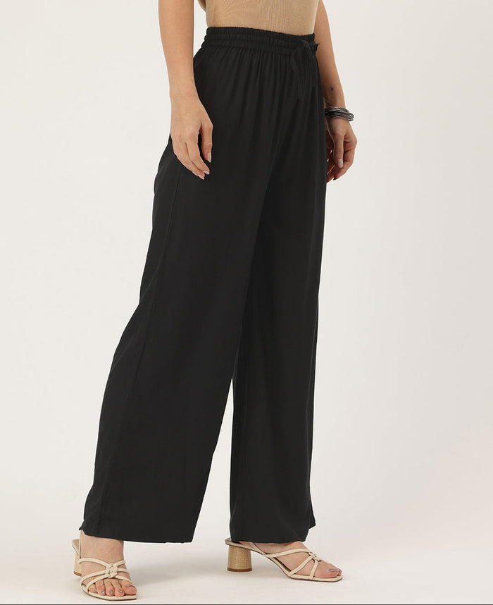 Black Ethnic Palazzos,  Palazzo, Solid Palazzo, Plain Palazzo, Black Palazzo