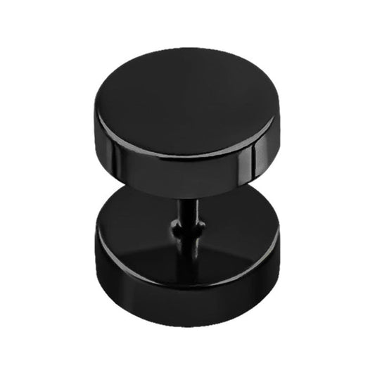 Black Fake Plug 12mm / Anodized Surgical Steel / Black Earrings