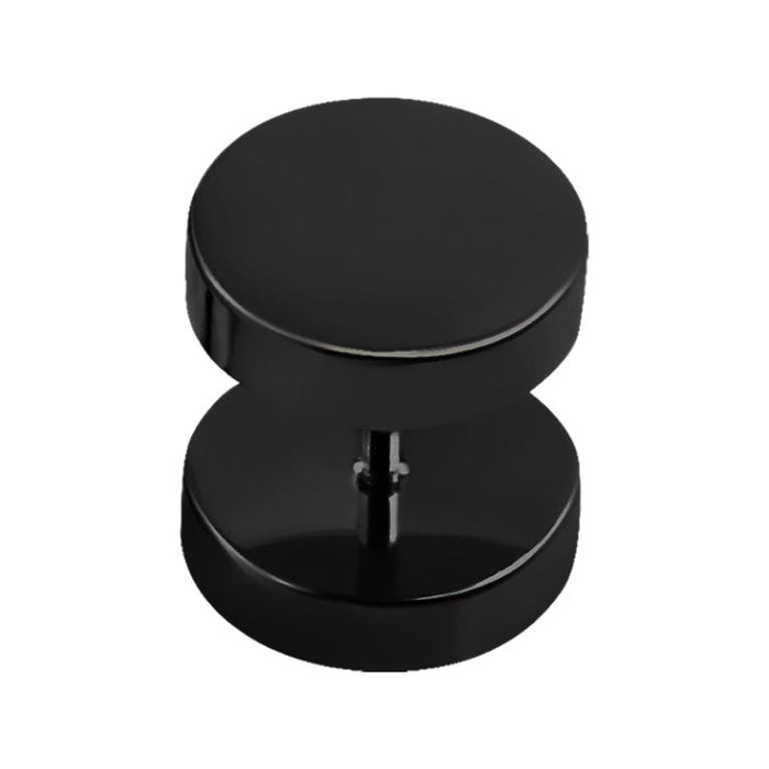 Black Fake Plug 10mm / Anodized Surgical Steel / Black Earrings
