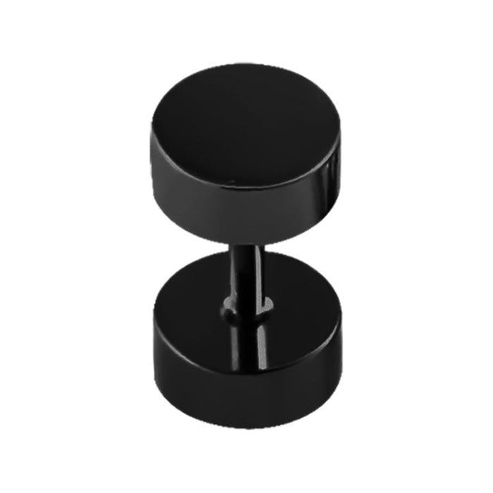 Black Fake Plug 6mm / Anodized Surgical Steel / Black Earrings