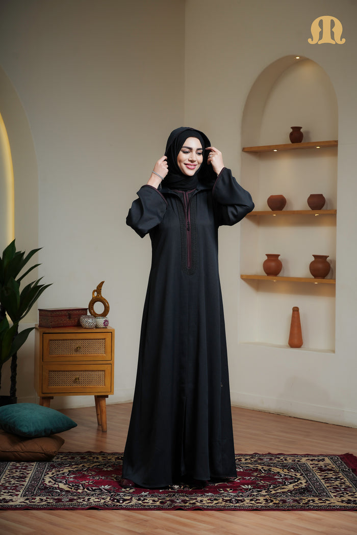 Black Sahal Moroccan Abaya