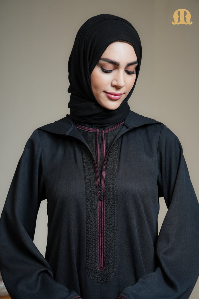 Black Sahal Moroccan Abaya