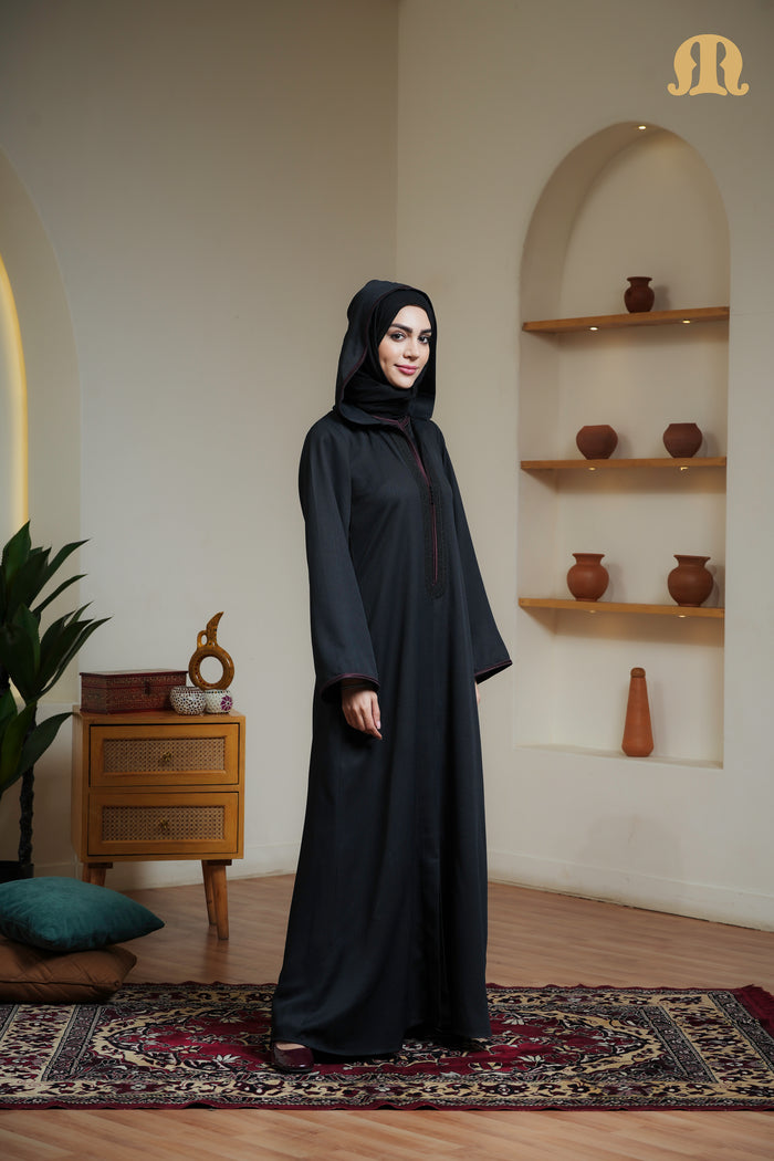 Black Sahal Moroccan Abaya