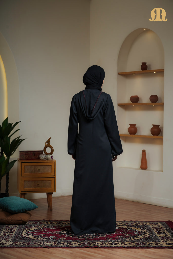 Black Sahal Moroccan Abaya