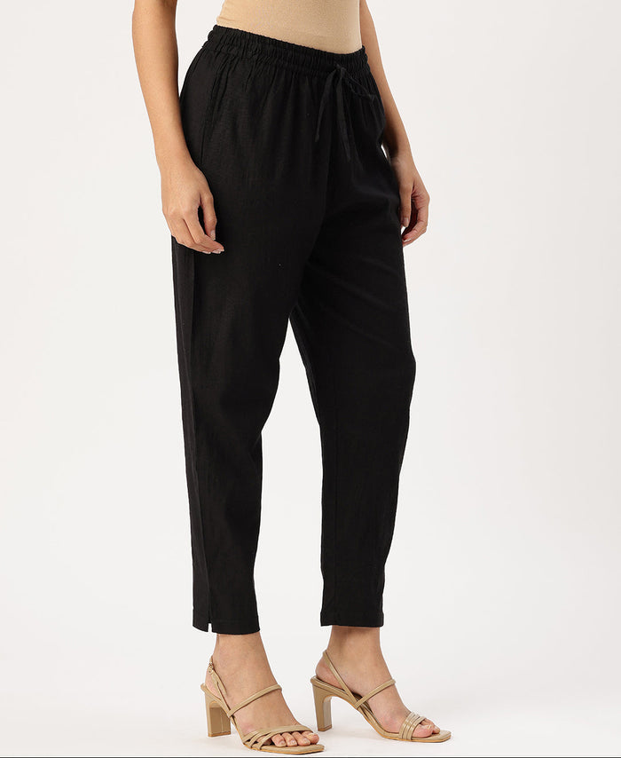 Black Solid Stretch Pencil Pant