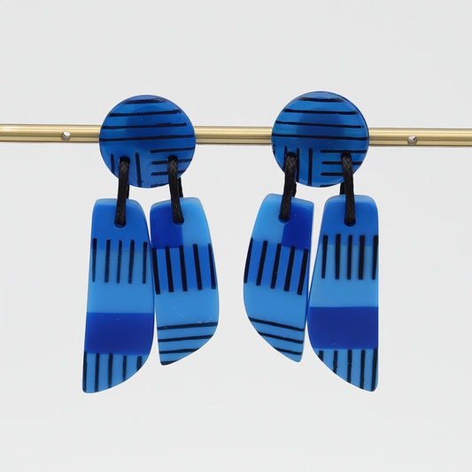 Blue Geometric Earring