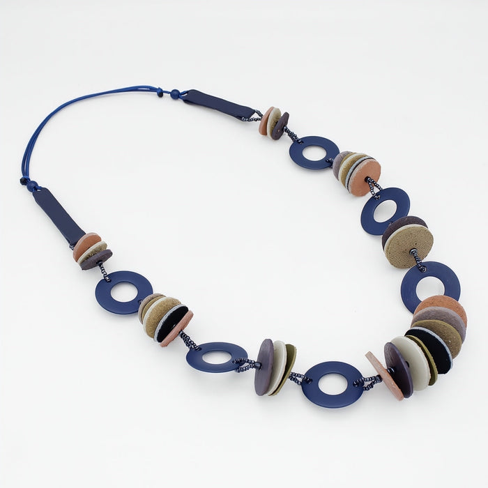 Blue Leather Luxe Spectrum Necklace