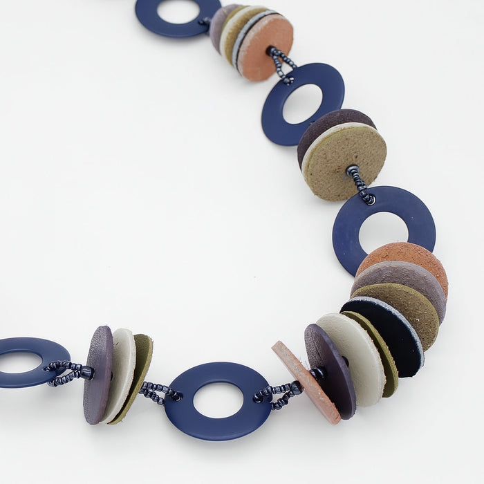 Blue Leather Luxe Spectrum Necklace