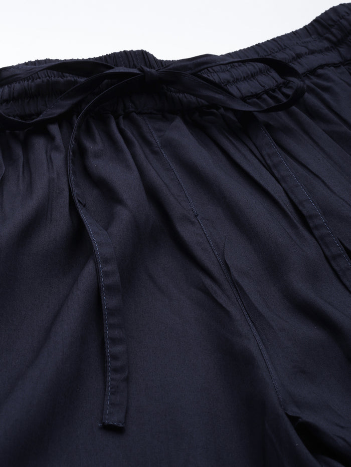 Blue Pencil Pleated Cigarette Trousers