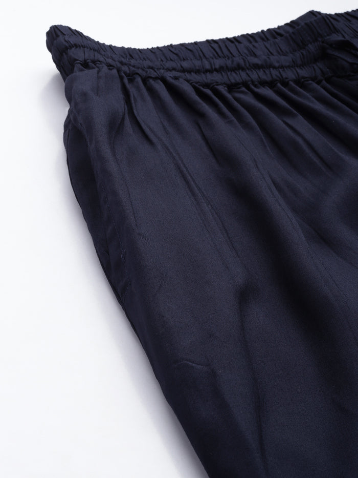 Blue Pencil Pleated Cigarette Trousers