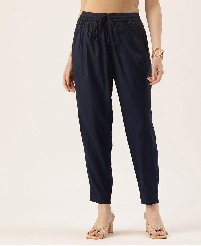 Blue Pencil Pleated Cigarette Trousers