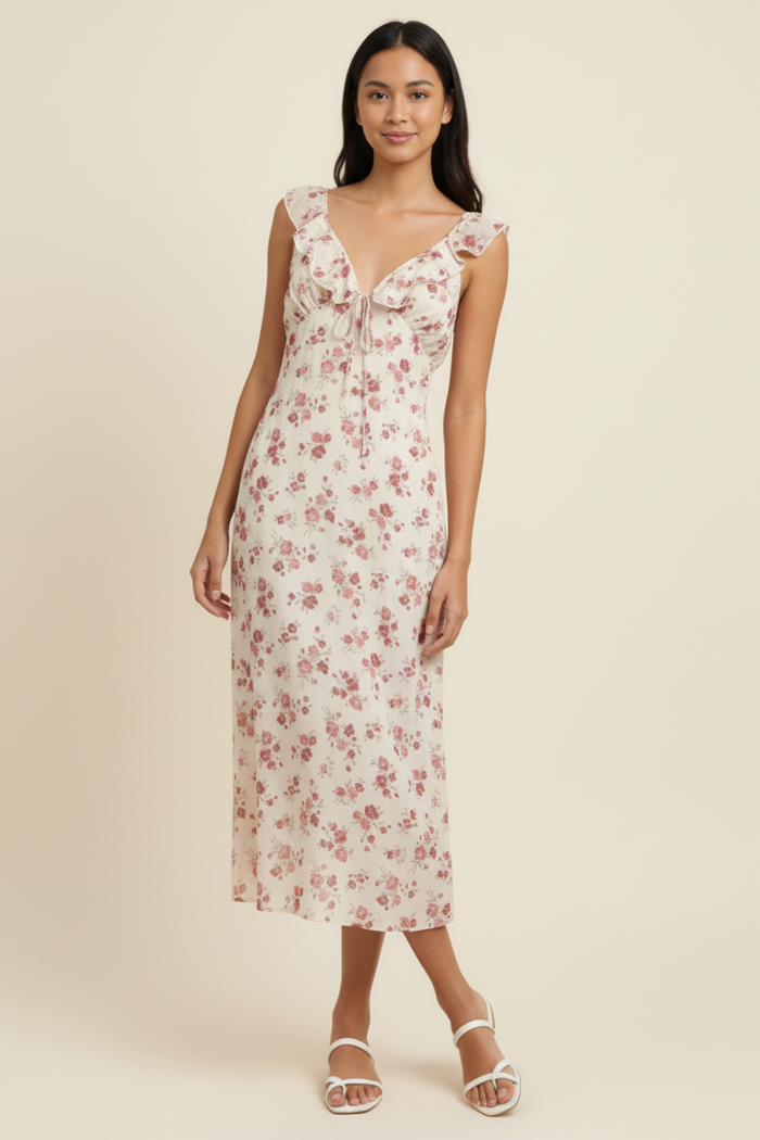 Blush Garden Floral Midi Dress