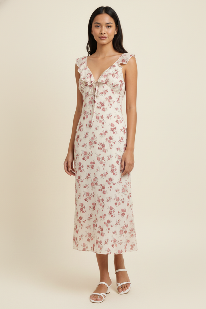 Blush Garden Floral Midi Dress