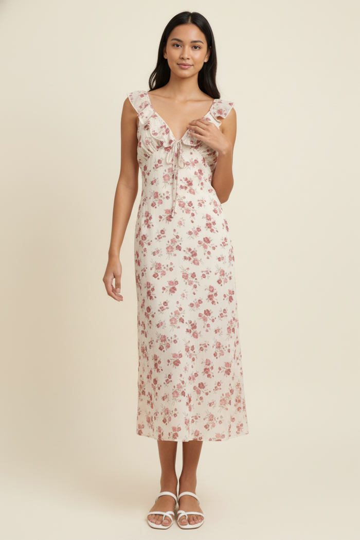 Blush Garden Floral Midi Dress