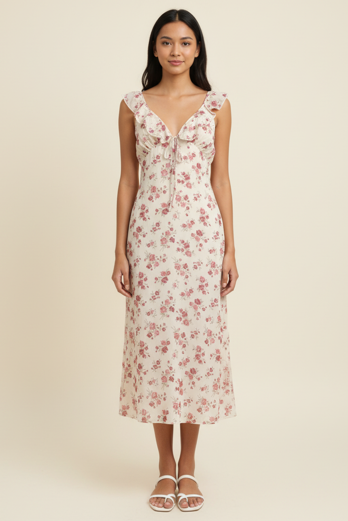 Blush Garden Floral Midi Dress