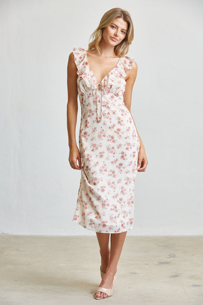 Blush Garden Floral Midi Dress