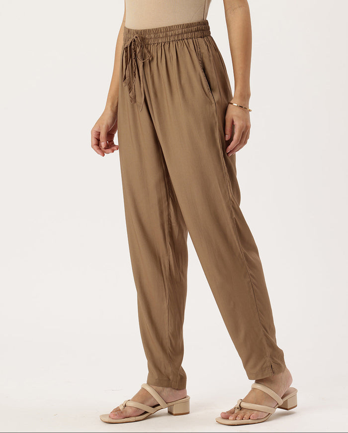 Brown Solid Pencil Pant, Solid Pencil pant, plain Pencil pant