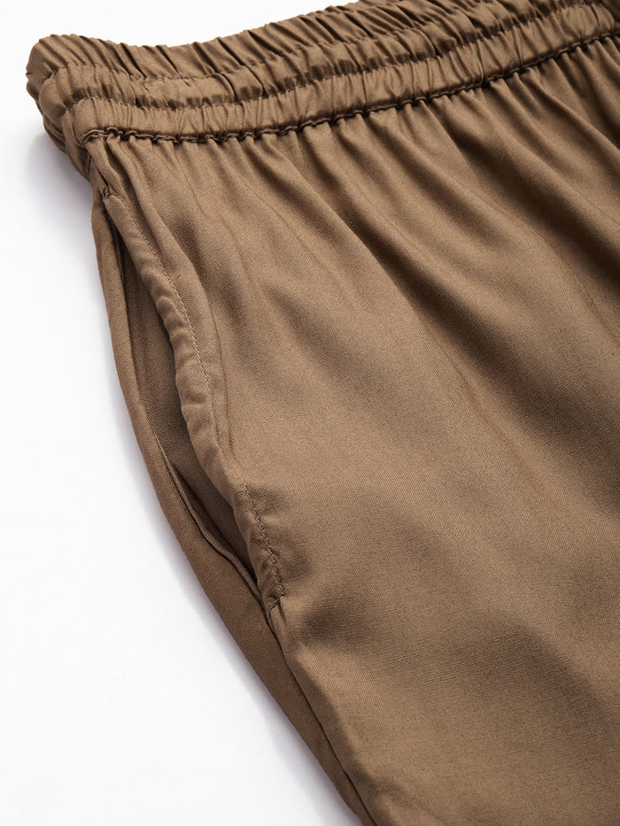 Brown Solid Pencil Pant, Solid Pencil pant, plain Pencil pant
