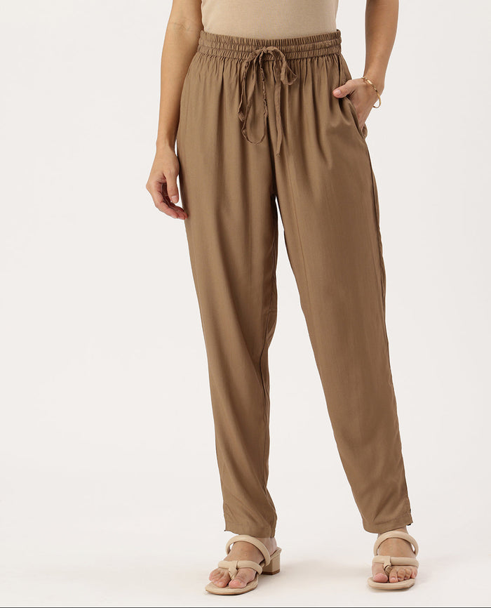 Brown Solid Pencil Pant, Solid Pencil pant, plain Pencil pant