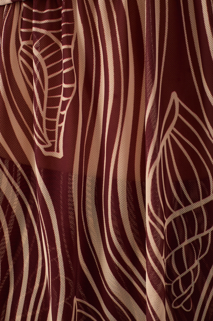 Brown Som Halter Neck Ruched Mesh Tunic_7