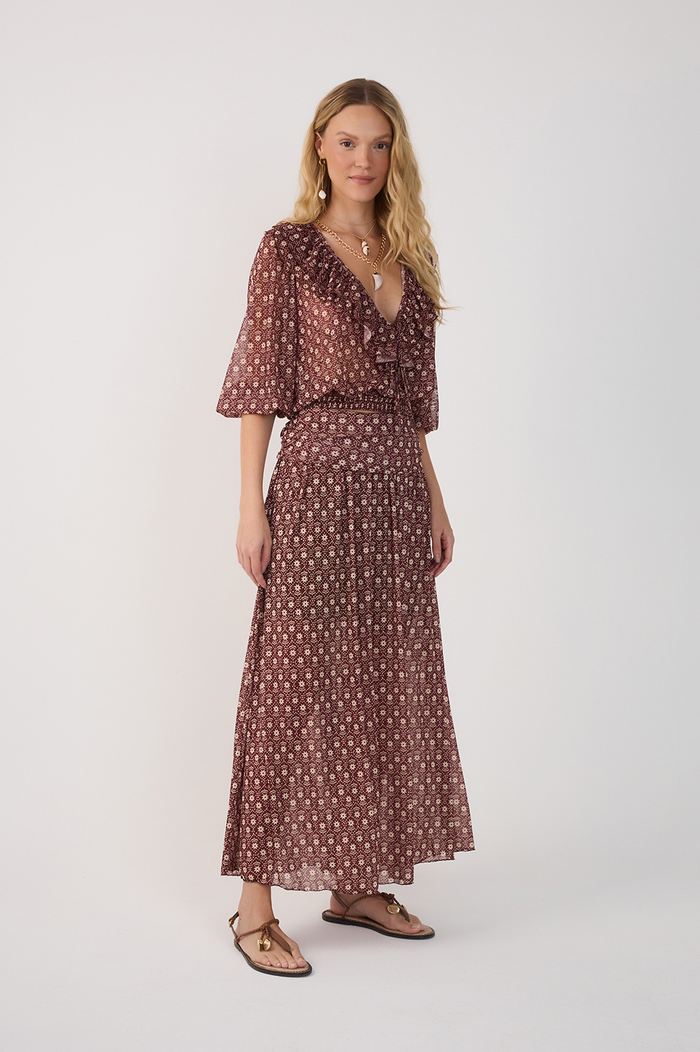 Burgundy Essencia Tulle Maxi Skirt_2