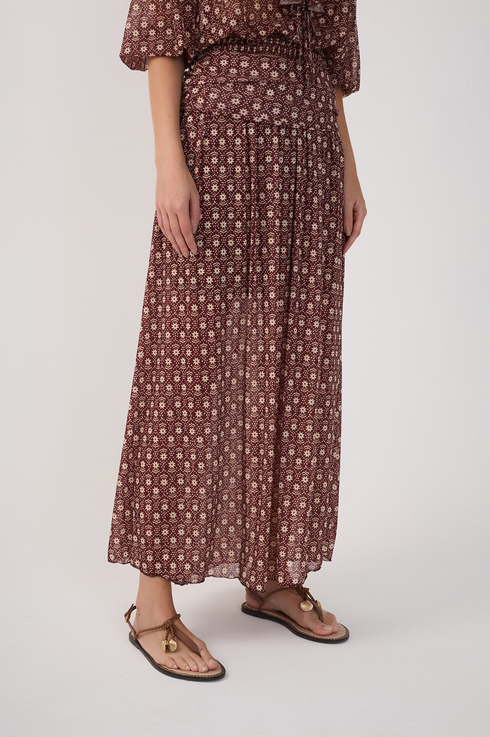 Burgundy Essencia Tulle Maxi Skirt