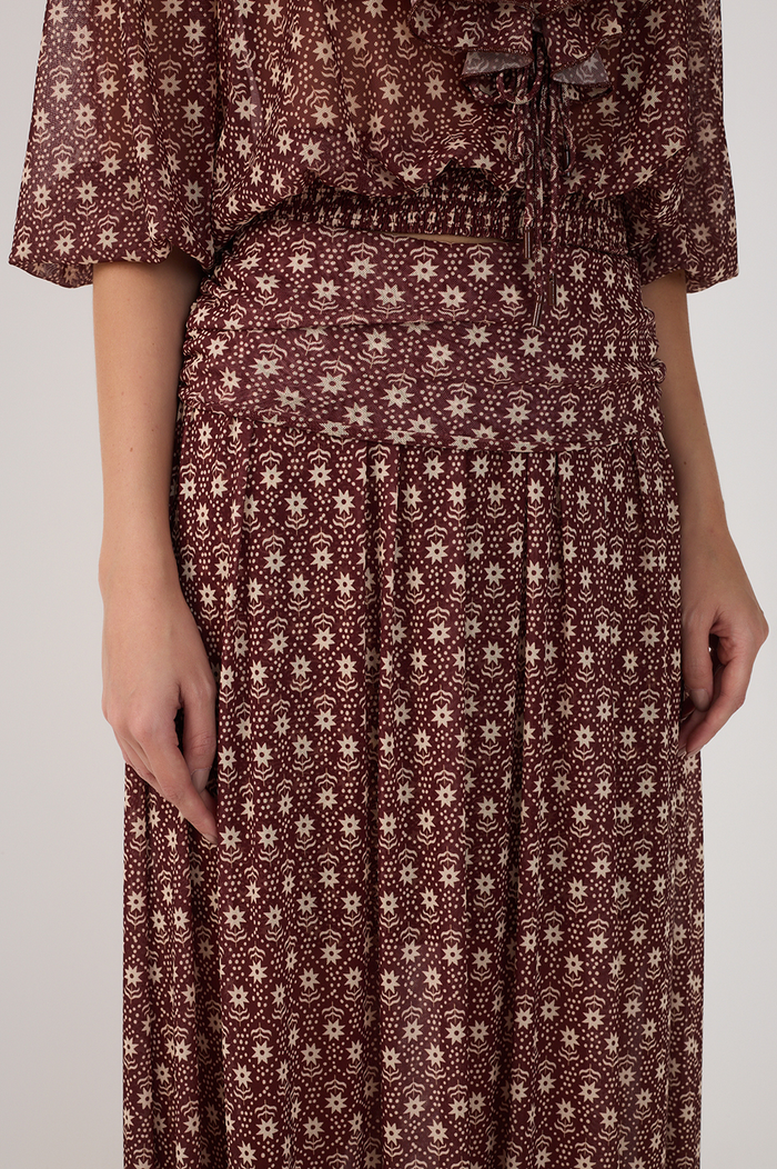 Burgundy Essencia Tulle Maxi Skirt