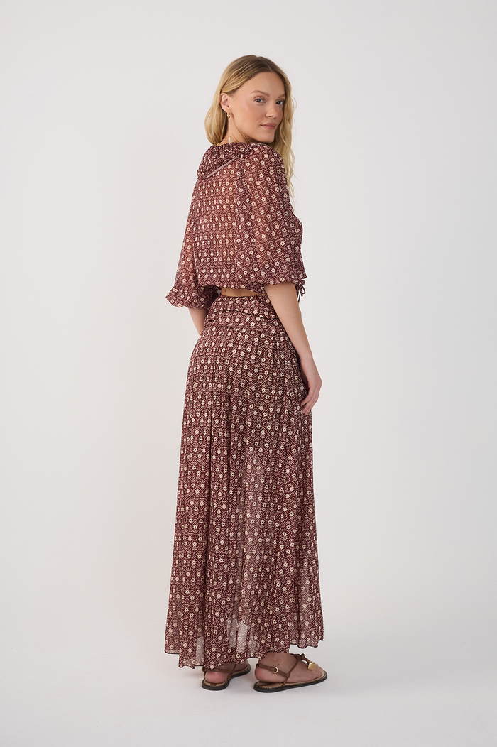 Burgundy Essencia Tulle Maxi Skirt