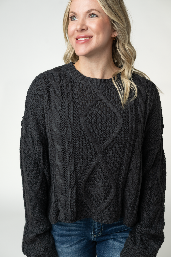 Cable Knit Sweater - Charcoal by Michelle Mae