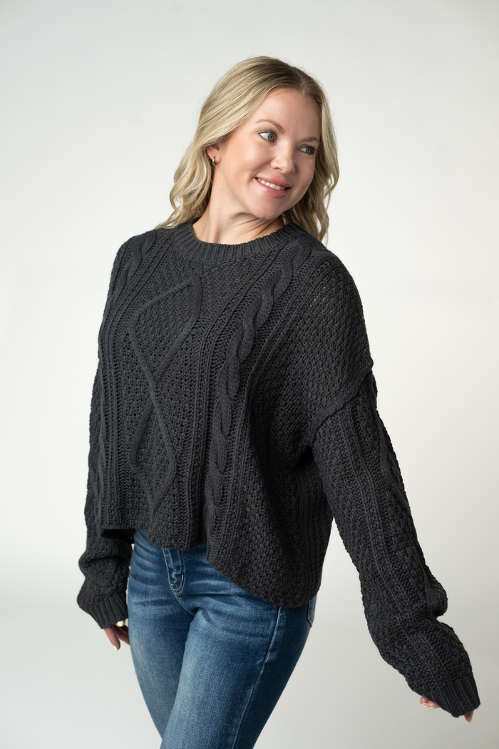 Cable Knit Sweater - Charcoal by Michelle Mae