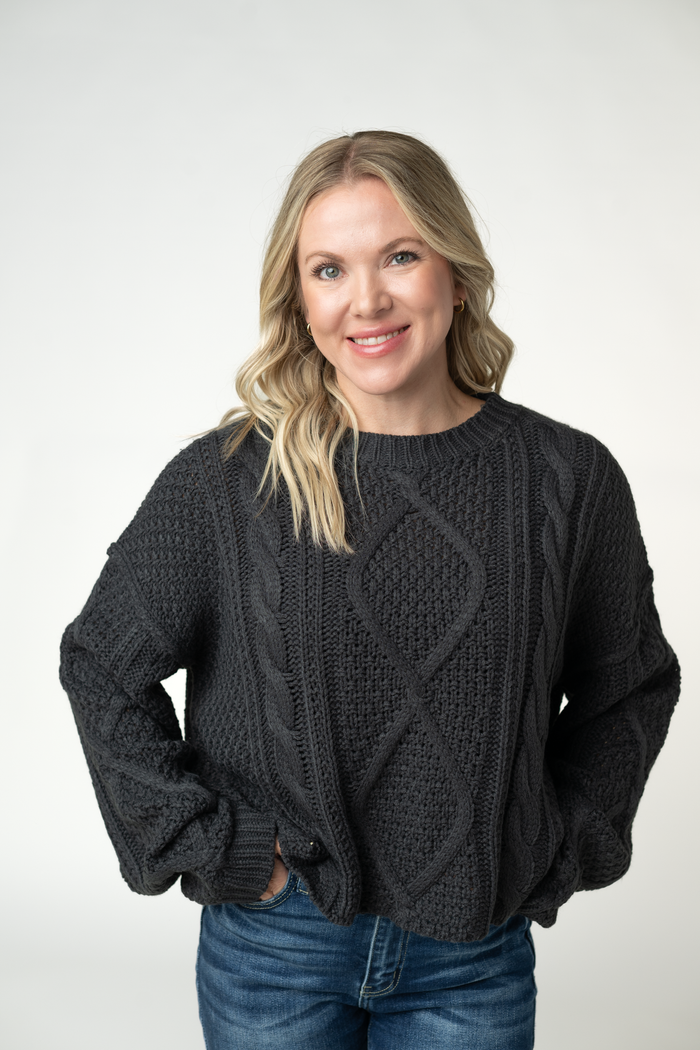 Cable Knit Sweater - Charcoal by Michelle Mae