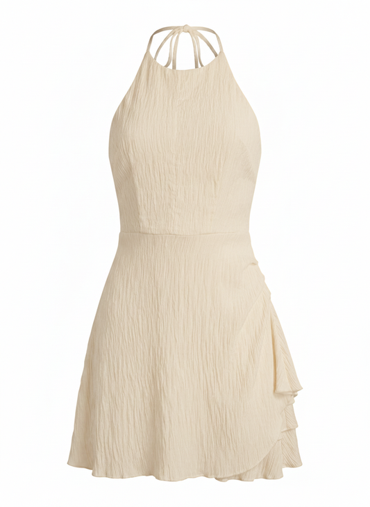 Cascade Midi Dress - Ruched A Line Textured Halter