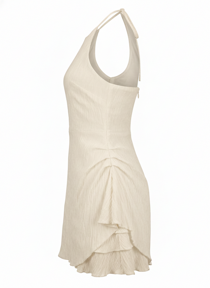 Cascade Midi Dress - Ruched A Line Textured Halter