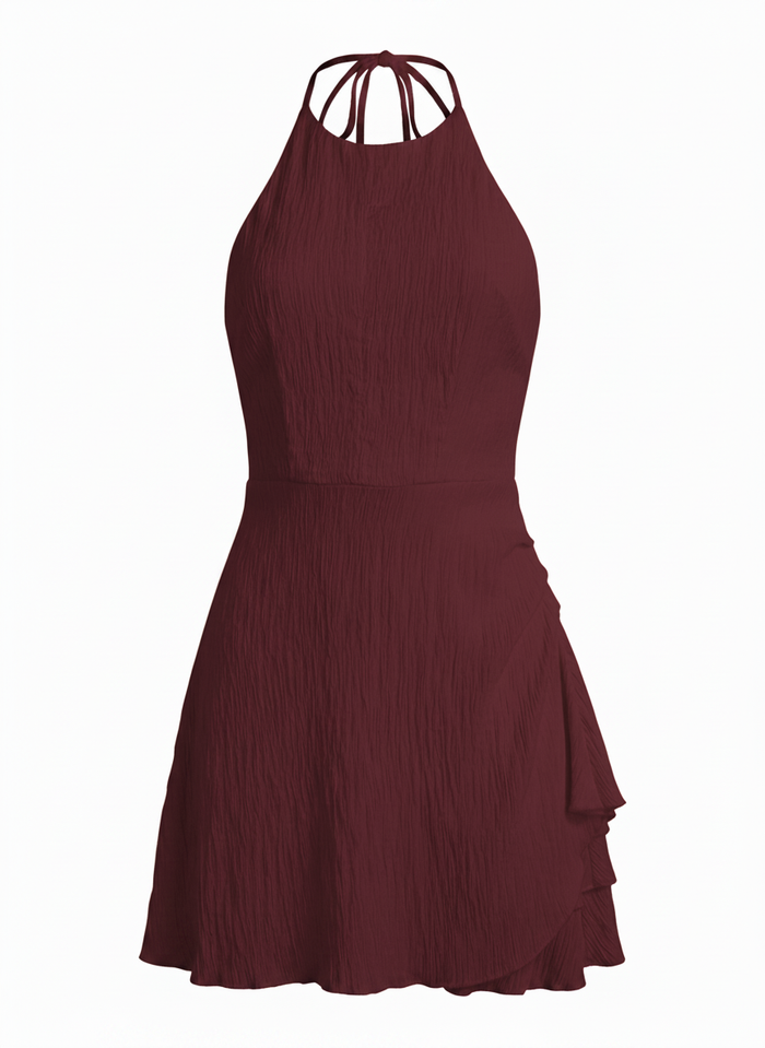 Cascade Midi Dress - Ruched A Line Textured Halter