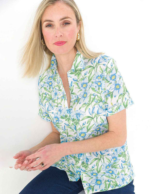 Cassidy Floral Pure Cotton Short Sleeve Blouse - James Meade