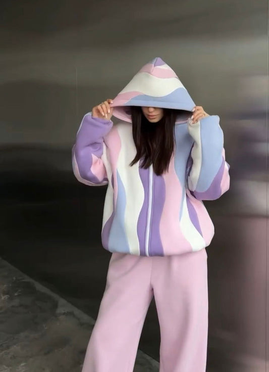 CH - 613 Two-Style Pastel Paradise 3D Floral Printed Tracksuit Emberline- Saimwear