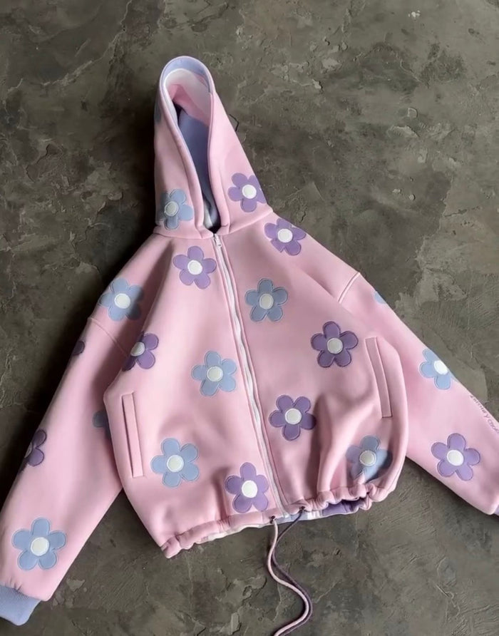 CH - 613 Two-Style Pastel Paradise 3D Floral Printed Tracksuit Emberline- Saimwear