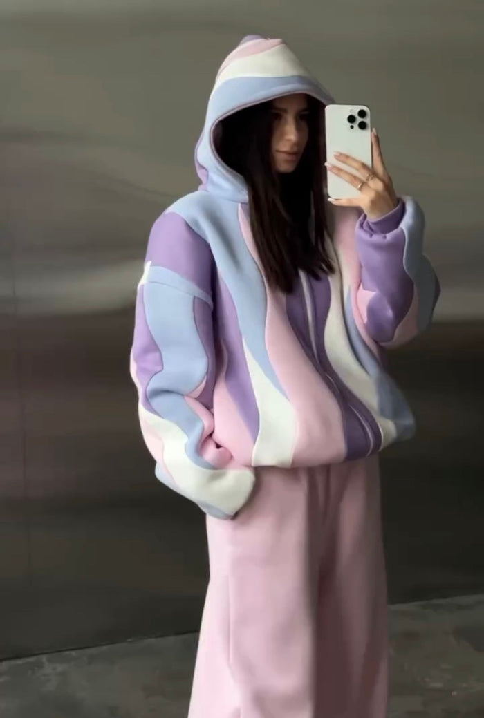 CH - 613 Two-Style Pastel Paradise 3D Floral Printed Tracksuit Emberline- Saimwear