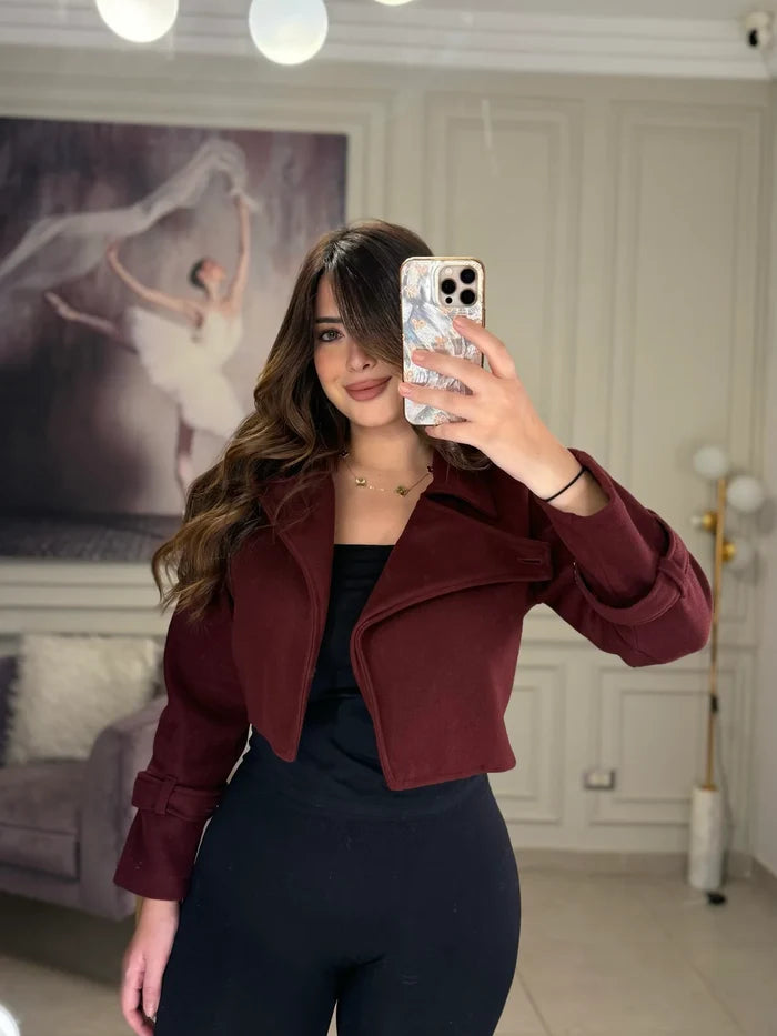 CH - 614  Women’s Stylish Fleece Twin Set – Short Jacket & Inner Outfit - Saimwear