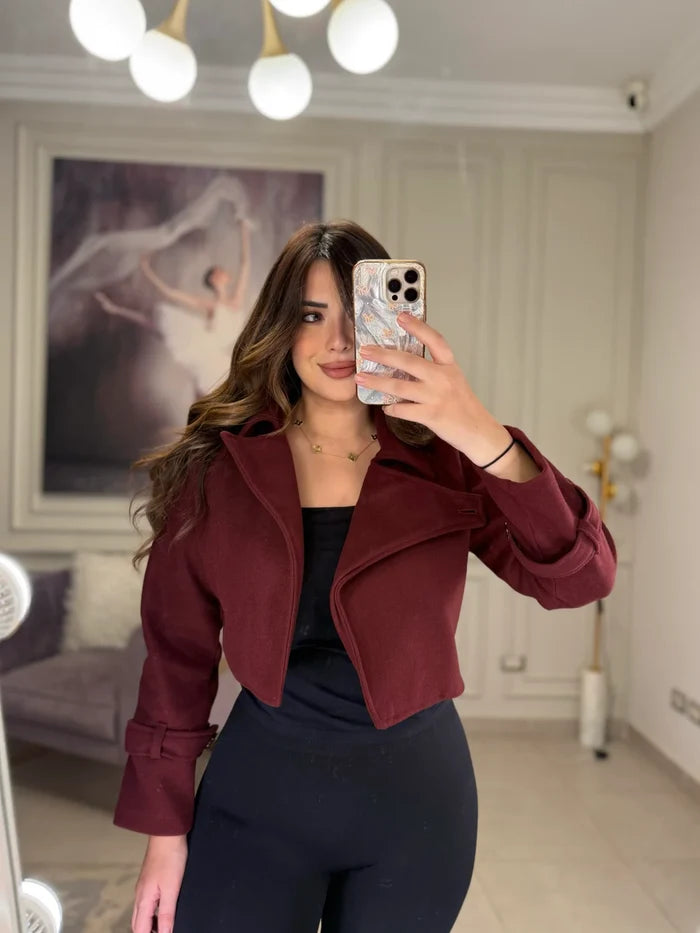 CH - 614  Women’s Stylish Fleece Twin Set – Short Jacket & Inner Outfit - Saimwear