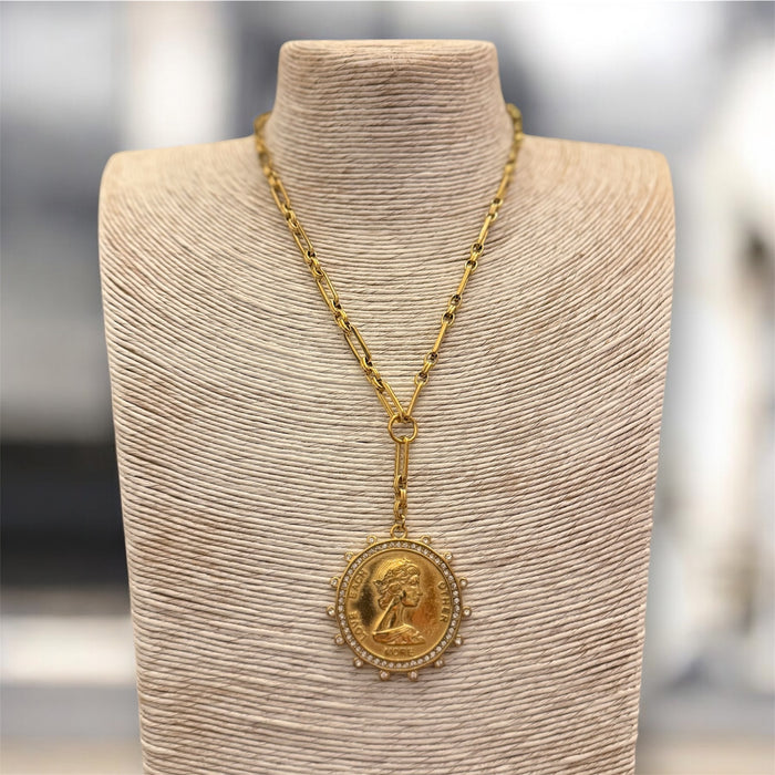 CH - Coin Necklace, 16-18 inch, Gold