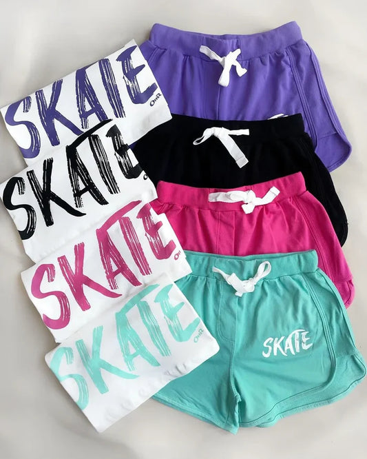 CH # 444 Spring Vibes Colorful Skate Printed Top & Boxer Set