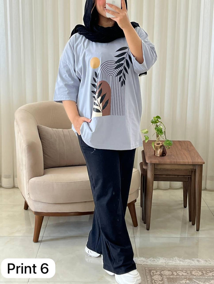 CH # 531 Printed Drop-Shoulder Tee Trousers