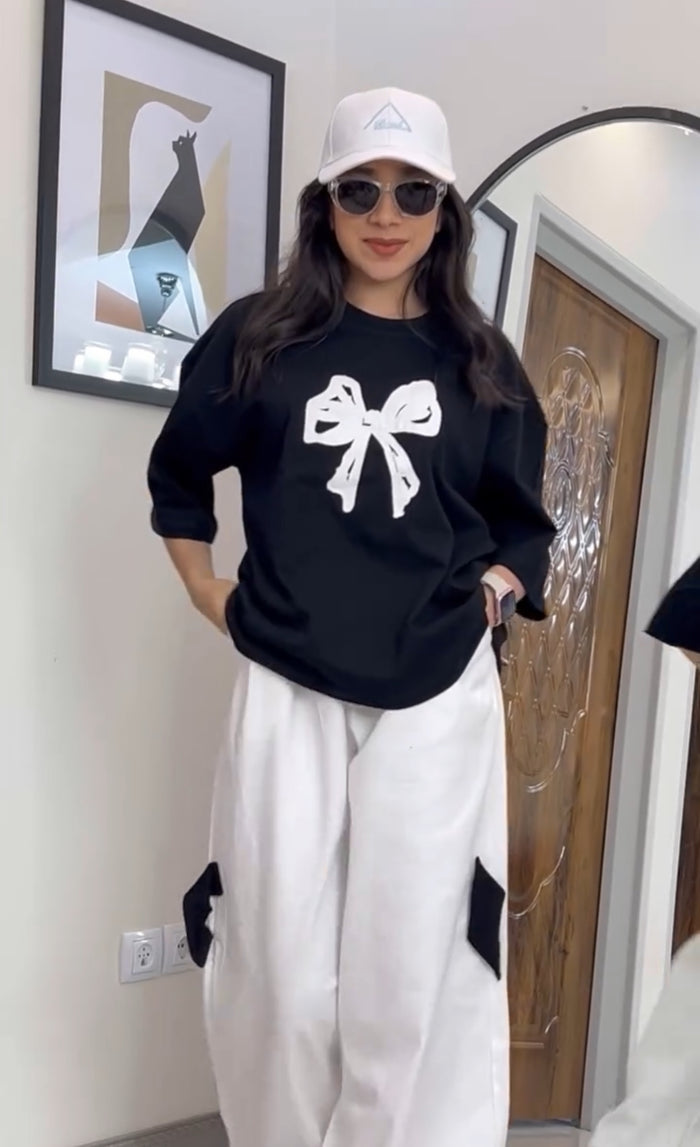 CH-559 Printed Drop-Shoulder Tee Trouser Pant Co Ord Set