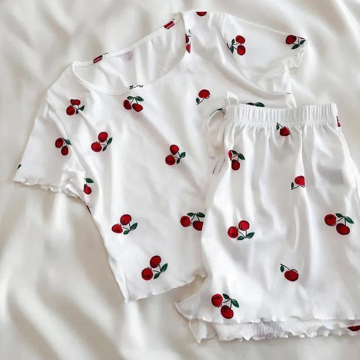 CH 6039 Printed Cherries Top & Boxer Set | Saimwear