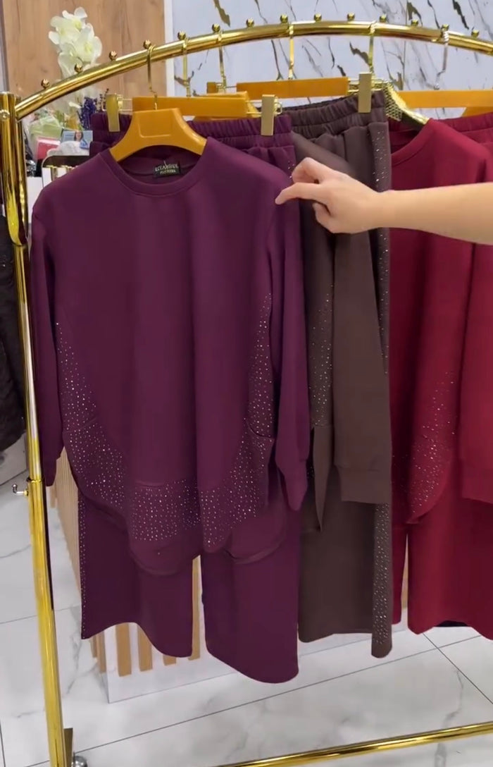 CH 605 - Winter Fleece Crystal Stone Sparkle Outfit - Saimwear