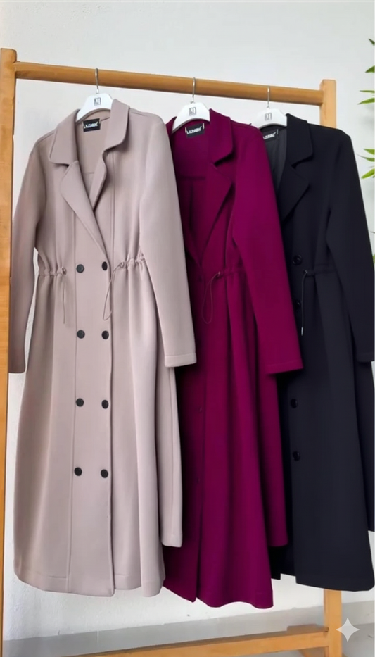 CH 622 - Women’s Elegant Drawstring Long Coat Dress – Winter Wear | Saimwear