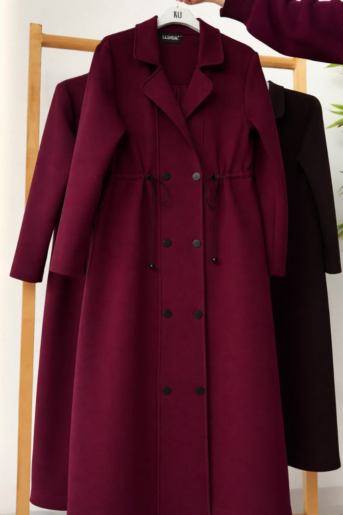 CH 622 - Women’s Elegant Drawstring Long Coat Dress – Winter Wear | Saimwear