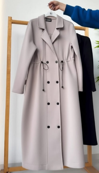 CH 622 - Women’s Elegant Drawstring Long Coat Dress – Winter Wear | Saimwear