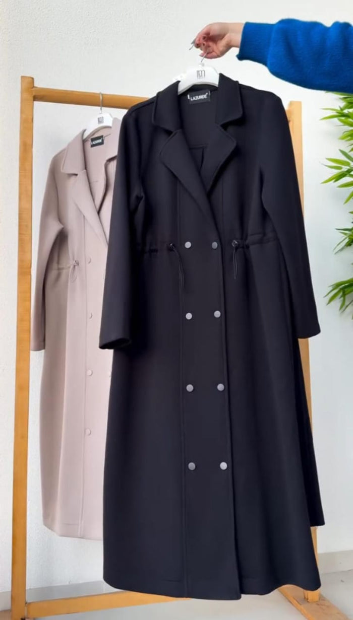 CH 622 - Women’s Elegant Drawstring Long Coat Dress – Winter Wear | Saimwear